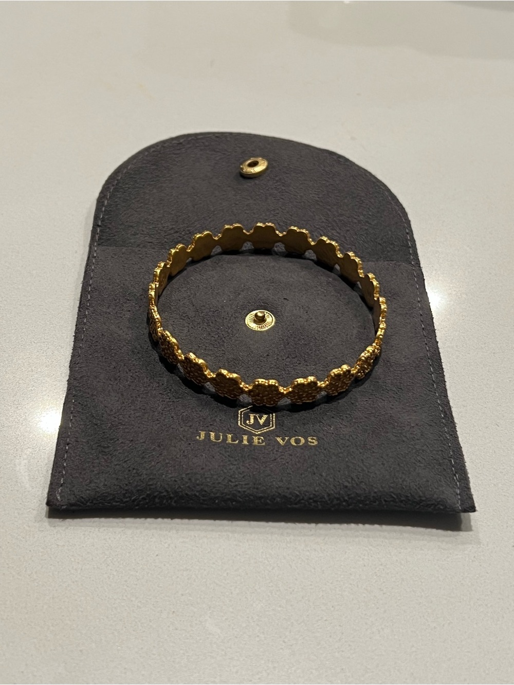 Julie Vos Gold Scalloped Floral Bangle Bracelet